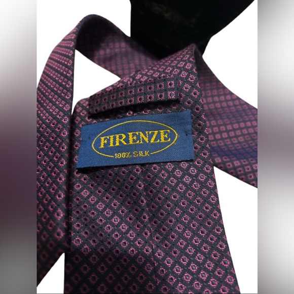 2/$30 Vintage Firenze Tie, Geometric Pattern, 100% Silk - Picture 2 of 6